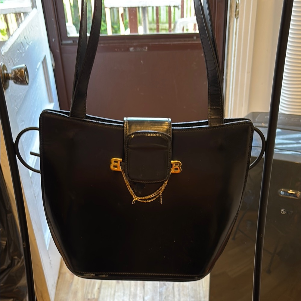 Bally Black Shoulder Bag with Gold-Tone Hardware